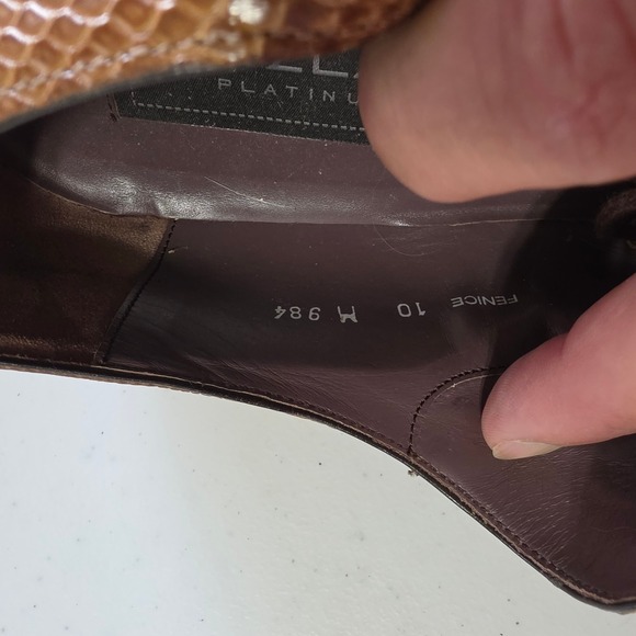 Mezlan Platinum Fenice Tan Lizard Skin Derby Shoes Mens 10 M Square Toe M984 main image 5
